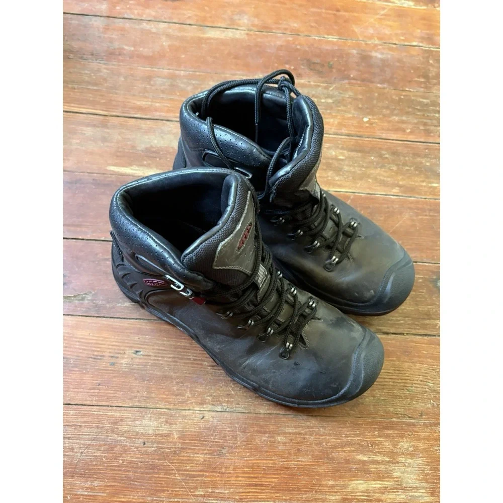 Keen Liberty Ridge Womens 8.5 Black Red Leather Waterproof USA Made Hiking Boots